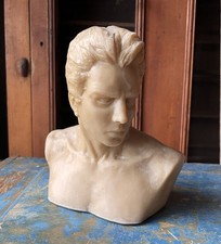Vintage Carved Shirtless Male Bust Statue Heavy Gay Interest picture