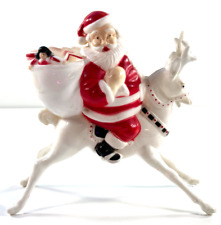 RARE vtg Rosbro Rosen Christmas Santa Claus on Reindeer Candy Container NICE picture
