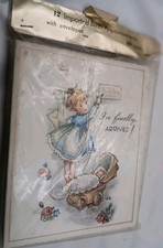 Crestwick VTG Imported Carriage Birth Announcements 12 Cards Envelopes Sister picture