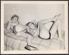 Vintage 1950's Girlie PINUP Photo ~ Lovely Ladies ~ Risque B&W Original Nude picture