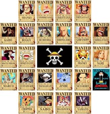 25 Pcs Anime One Piece Wanted Bounty Posters Straw Hat Pirates Crew Stickers picture