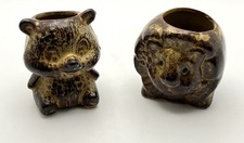 Vintage Bear and Lion Mini Ceramic Planters picture