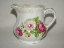 Charming Vintage Porcelain PITCHER or CREAMER, Pink & Green ROSES, GERMANY picture