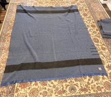 Antique HUDSON BAY BLANKET Red Label England 1920s Indigo Black 3.5 Point Twin picture