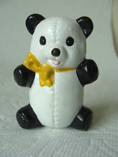 Vtg Duncan Stitched & Bowtie Sitting Teddy Panda Bear Whimsical Ceramic Figurine picture