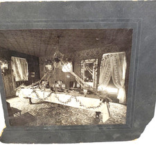 Edwardian Mounted Photograph Dining Room Interior Set Table Decor Garland picture