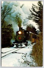 South Carver Massachusetts Edaville Railroad Train Winter Chrome Postcard picture