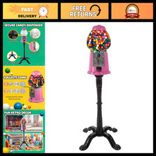 Vintage-Style Pink Gumball Machine with Stand & Coin Bank - 15