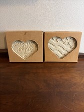 Pampered Chef Clay Cookie Mold/Press Patriotic Heart 2934, AnniversaryHeart 2918 picture