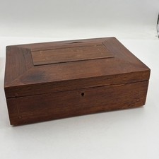 Antique Writing Box Mahogany Wood Desk Top Storage Box With Inlay 11