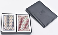 Vintage KEM Monaco Plastic Playing Cards Double Deck Red Blue Geometric 1986 USA picture