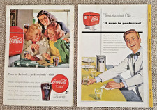 2 Vintage 1948 1954 Coca-Cola National Geographic Ads Soda Fountain Era picture