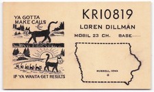 Vintage QSL Card Russell, Iowa CB Radio Cats KRI0819 Loren Dillman Novelty picture