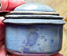 Vintage Candone Wharton Raku Studio Art Pottery Lidded Trinket Box Signed picture