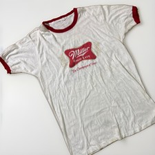 Vintage Rare 1970’sMiller High Life Ringer T Shirt XL USA Back Hit Print Bar picture