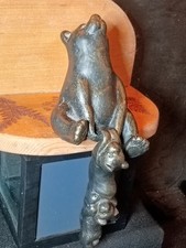 Vintage SPI Heavy Bronze Bear Shelf Sitter Mama & 3 Cubs Mint Cold Cast Bear 🐻 picture