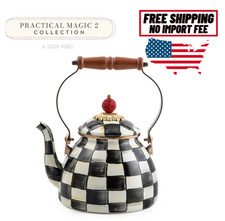 MacKenzie-Childs Courtly Check 2 Quart Tea Kettle, No Import Fee picture