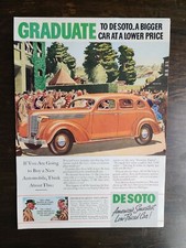 Vintage 1937 DeSoto De Soto Sedan Full Page Original Color Ad A4 picture