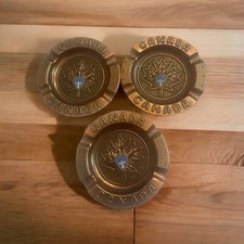 VTG Canada Souvenir Maple Leaf Copper Collectible Memorabilia Set of 3 picture