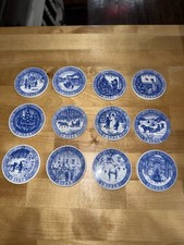 Vtg Lot of 12 Royal Copenhagen Denmark Porcelain Christmas Ornaments 1979-1990 picture