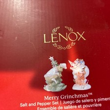 Lenox Merry Grinchmas Grinch Porcelain Salt & Pepper Set  4 inch NEW in Box picture
