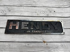 Joshua Hendy Iron Works San Francisco Cast Iron Nameplate Mining Sign Pre-1906 picture