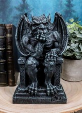 Stoic Gothic Notre Dame Thinker Gargoyle Sitting On The Throne Statue Le Penseur picture