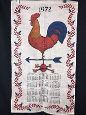 Vintage Cloth Fabric Calendar Tea Towel 1972 Luther Travis Rooster picture