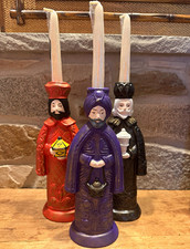 Vtg MCM Three Wise Men Candle Holders Set 3 Kings Ceramic 11” Japan Christmas picture