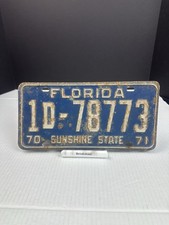 Vintage 1971 Florida License Plate #1d-78773 The Sunshine State picture