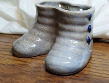 VTG Lefton China Baby Bootie Planter 317 Blue Crackle Glaze Button Shoe Japan picture