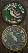 Vintage Hanna & Okefenokee Swamp Parks Patches $6 For Both Patches Exc Price picture