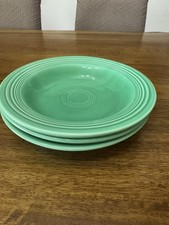 RARE Lot 3 Vtg Fiestaware Seafoam Green Rim Soup Bowls Homer Laughlin EXCELLENT picture