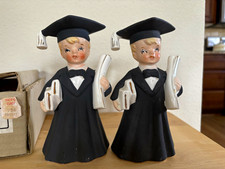 Vintage Japanese Pacorimi Graduation Boy Figurines Pair No. 5019 w/ Boxes picture