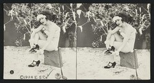 Photo:1924 Winter Woman Seating Outdoor Snow Stereograph Photo picture
