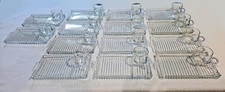 Hazel Atlas Vintage Glass Snack Sip Smoke Tray (14) & Cup (14) 28 Piece Set picture