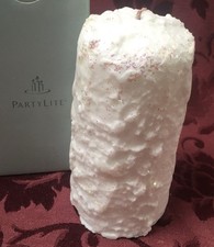 PartyLite GLITTER SNOW 3 x 6 Round Textured Pillar Candle C36102 White Christmas picture