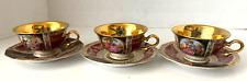 3 Sets Royal Vienna Tea Cup and Saucer by Waldershof Love Story Germany Antique picture