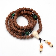 Mala Bead Bracelet Natural Rudraksha Wrap Bracelet Necklace Buddhist T71 picture