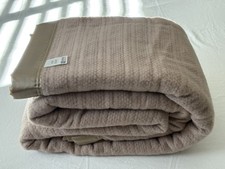 NEW Vtg JC PENNEY Waffle Weave BLANKET F/Q 90x82” Acrylic Toast Satin Trim ~USA picture
