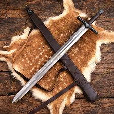 Hand Forged Viking Sword Carbon Steel Medieval Replica with Scabbard picture