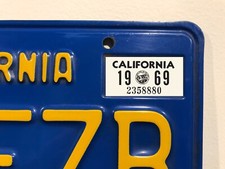 1969 California License Plate Registration Sticker, YOM, CA DMV picture