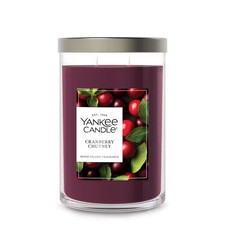 NEW Yankee Candle TALL GLASS JAR 20oz Scented CRANBERRY CHUTNEY up to 140hrs picture