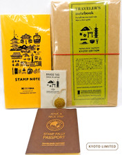 TRAVELER'S Notebook Kyoto Edition Blue Stamp Note Brass Tag Passport Japan picture