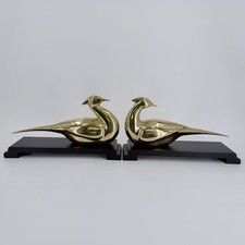 Vintage Pair Of Korean Art Deco brass pheasant Book Ends  picture
