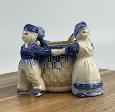 Vintage Porcelain Planter Dutch Made In Japan Blue And White picture