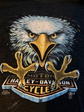 Harley-Davidson Eagle Graphic T-Shirt Black Cape Cod Choppers Wareham Mass ©1987 picture