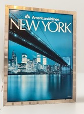 Vintage American Airlines New York Twin Towers Brooklyn Bridge 30x40 Poster picture