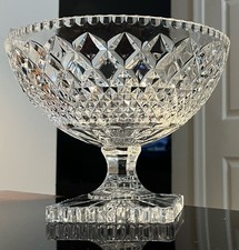 VTG Large Bohemian Czech Republic Hand Cut Crystal Bowl on a Pedestal Excellent picture