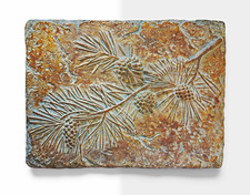 Pine Cone Botanical Relief Wall Plaque Rustic Cast Stone Woodland Art picture